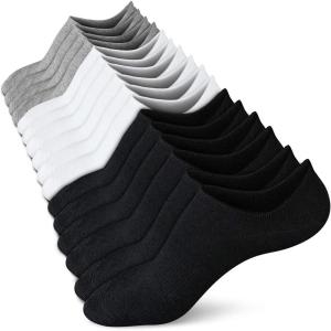 imagewernies No Show Socks Women Low Socks Non Slip Flat Boat Line 48 PairsBlack white grey