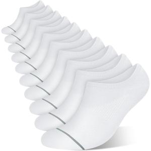 imagewernies 10 Pairs No Show Socks Men Low Cut Ankle Short Casual Thin Invisible Socks with Non Slip GripsWhite10 Pairs