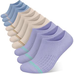 imagewernies No Show Socks Womens 10 Pairs Low Cut Ankle Socks with Non Slip Casual Invisible Liner Boat 5881110 Pairs 4beige3blue3purple
