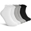 image:imagewernies Ruffle Socks Womens 6 PairsCute Ankle Lettuce Edge Frilly Athletic Crew Socks2black2white2gray6 Pairs