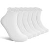 image:imagewernies Ruffle Socks Womens 6 PairsCute Ankle Lettuce Edge Frilly Athletic Crew SocksWhite6 Pairs