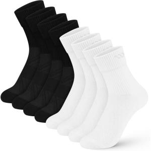 image:imagewernies Crew Socks for Women 8 Pairs  Soft Cotton Everyday Casual Socks  NoSlip Comfort Fit 8Pack4black4white8pairs