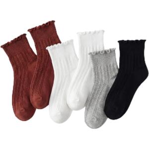 image:imagewernies Ruffle Socks Womens 6 PairsCute Ankle Lettuce Edge Frilly Athletic Crew Socks1black2white1gray2khaki6 Pairs